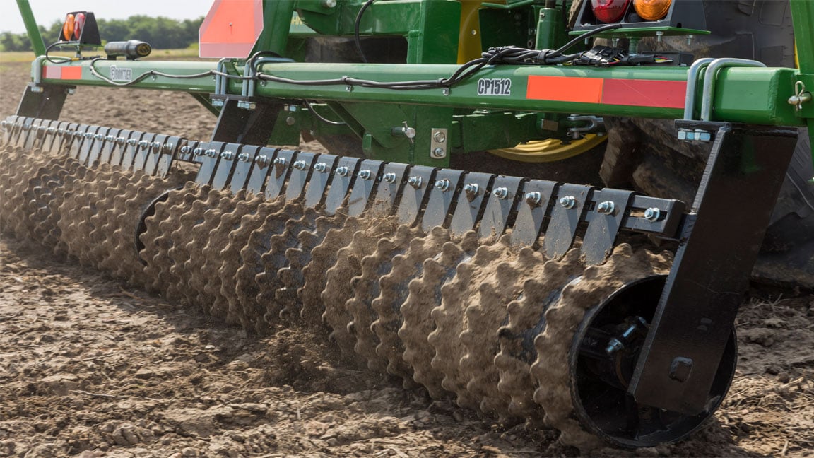 Frontier Cultipacker working in seedbed prior to planting