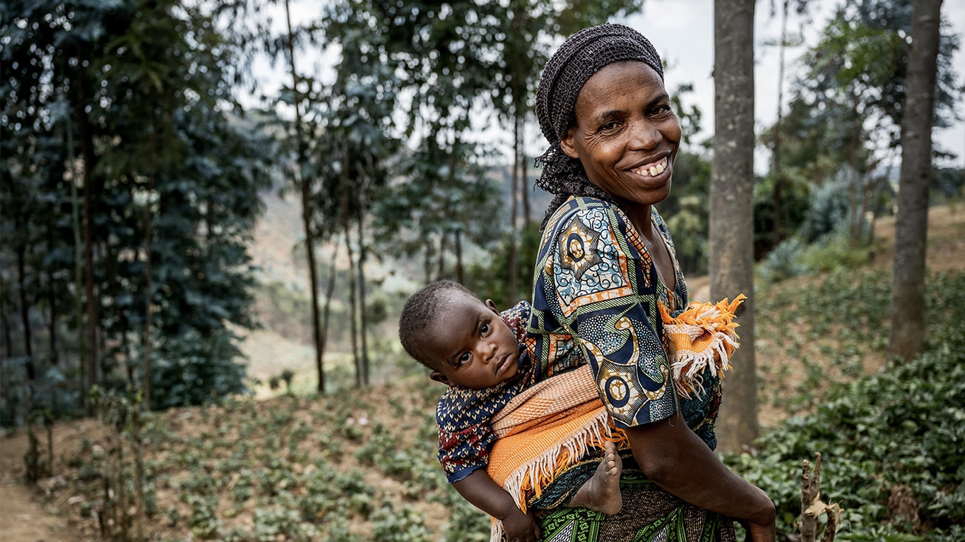 A Rwandan woman with her baby son