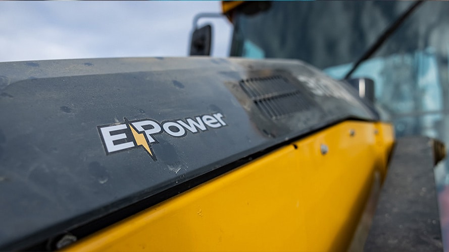 Closeup view of a piece of equipment with an E-Power sticker