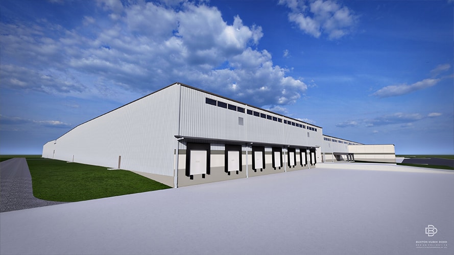 3D conceptualization of John Deere Reman expansion in Strafford, Missouri