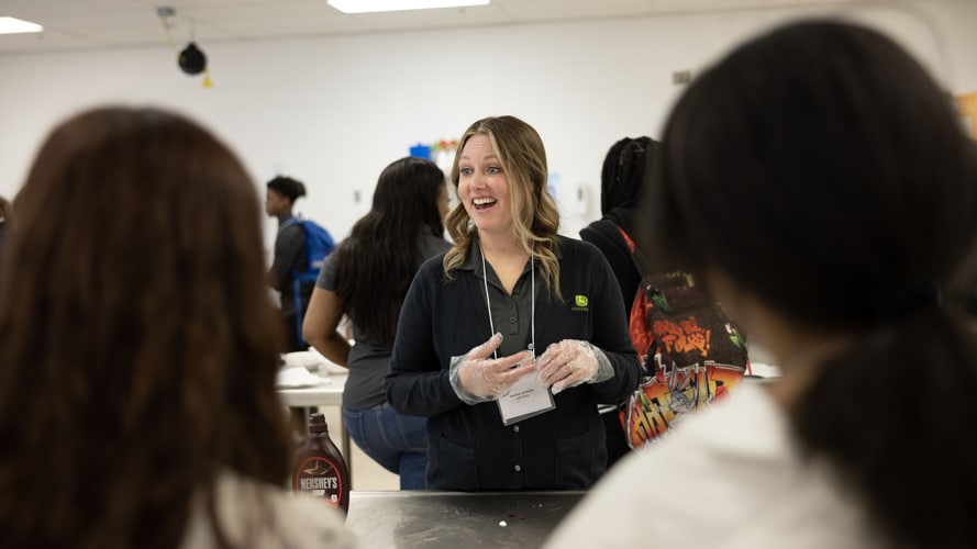 Heather Arthofer volunteers at the Chicago High School for Agricultural Sciences Career Day