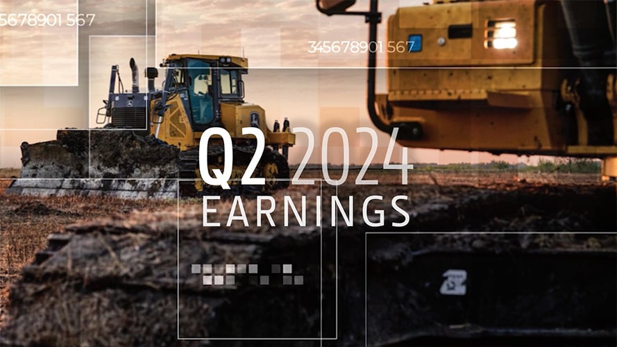 Construction equipment with text overtop that says "Q2 2024 Earnings"