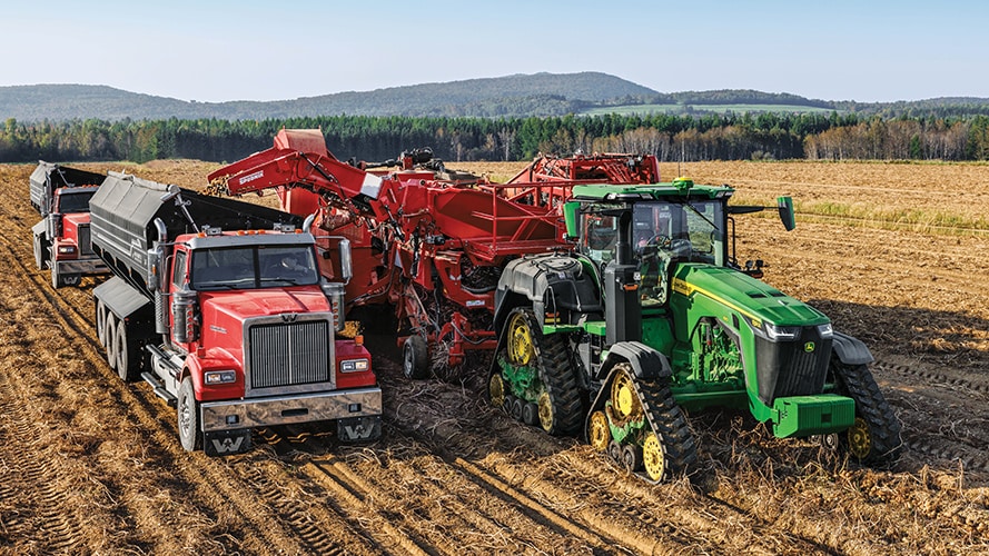 John Deere equipment in a potato field