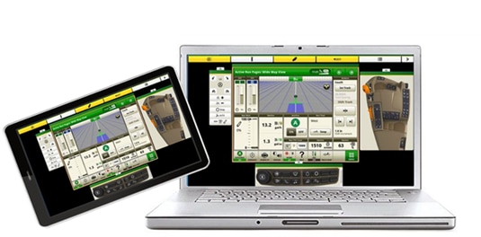 studio image of a tablet and laptop, both displaying the CommandARM&trade; Simulator