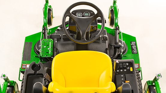 Closeup of a John Deere lawn mower