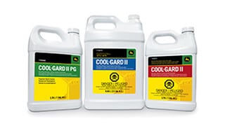 Three containers of John Deere Cool-Gard II Coolant on a white background.