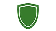 Green icon of a shield.