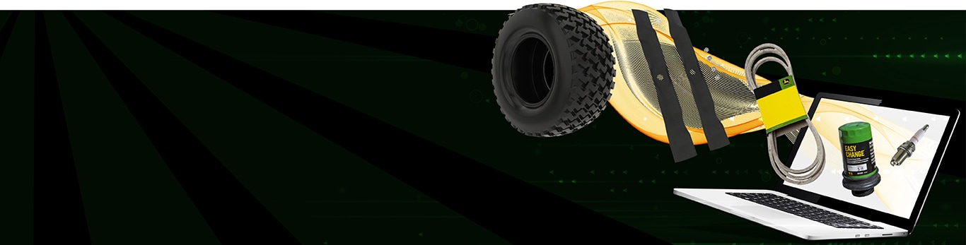 Deere parts coming out of an electronic communication device screen with a black background