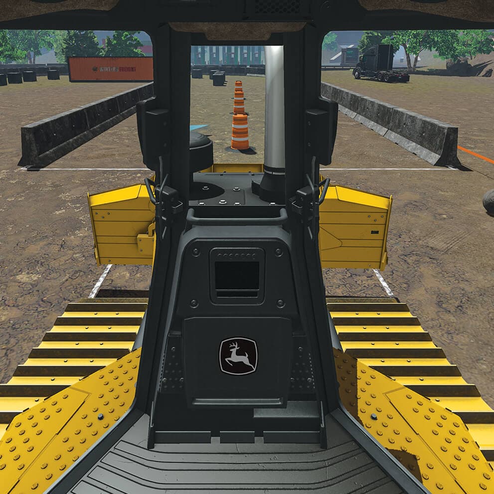 Captura de pantalla del simulador del tractor topador con cadenas