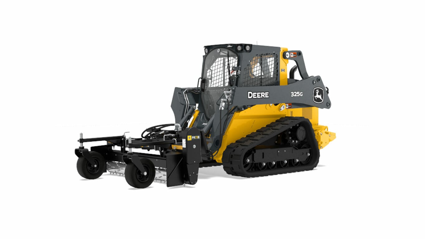 PR72B Power Rake Attachment on 325G Skid Steer with Tracks