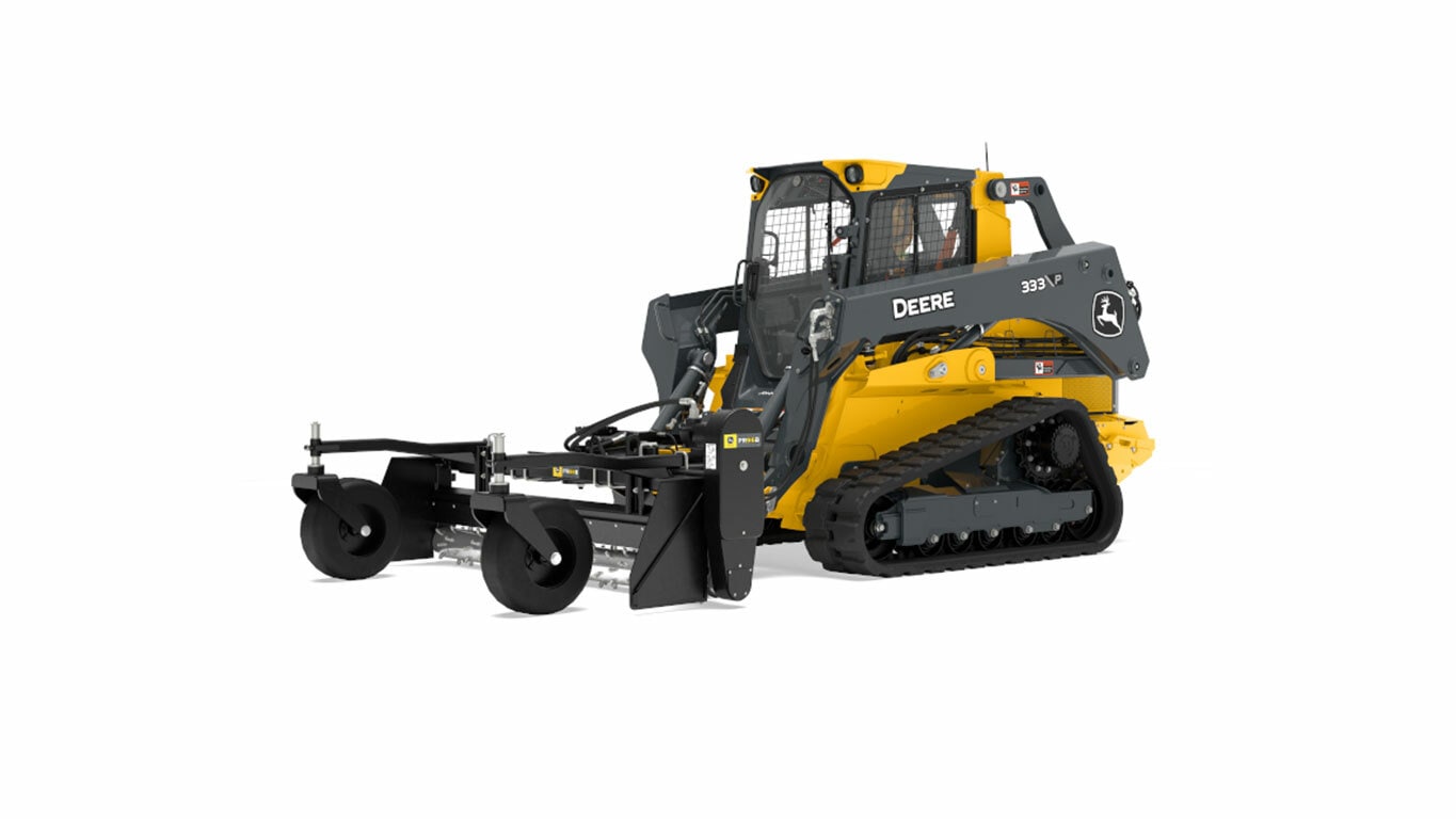 PR96B Power Rake attachment on a 333 P-Tier Compact Track Loader