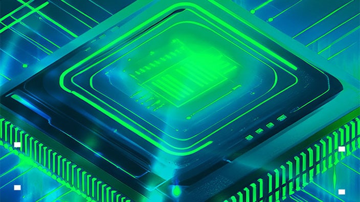 closeup of a microchip