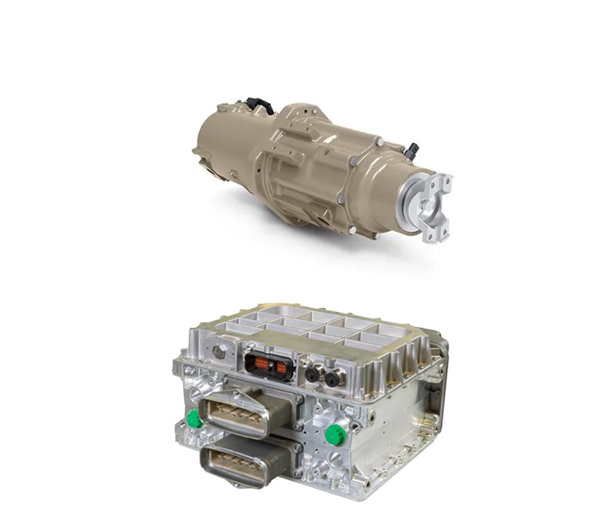 stacked studio images of emd100 electric drivetrain and PD280