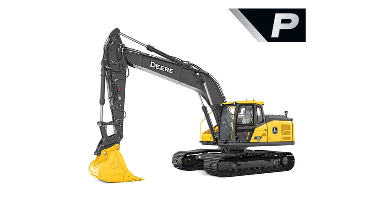 210 P-Tier excavator on white background