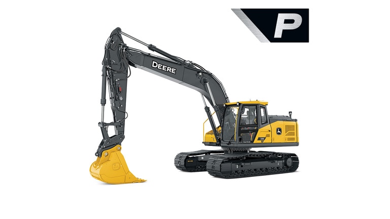 230 P-Tier excavator on white background
