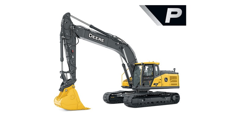 260 P-Tier excavator on white background