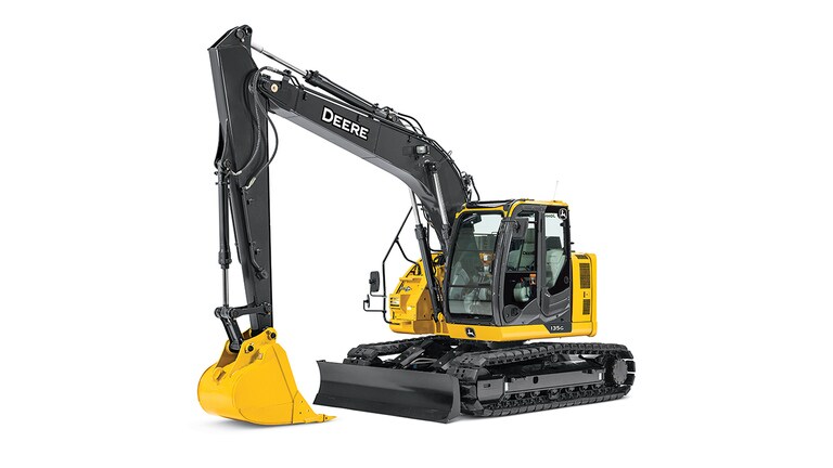 135G excavator on white background