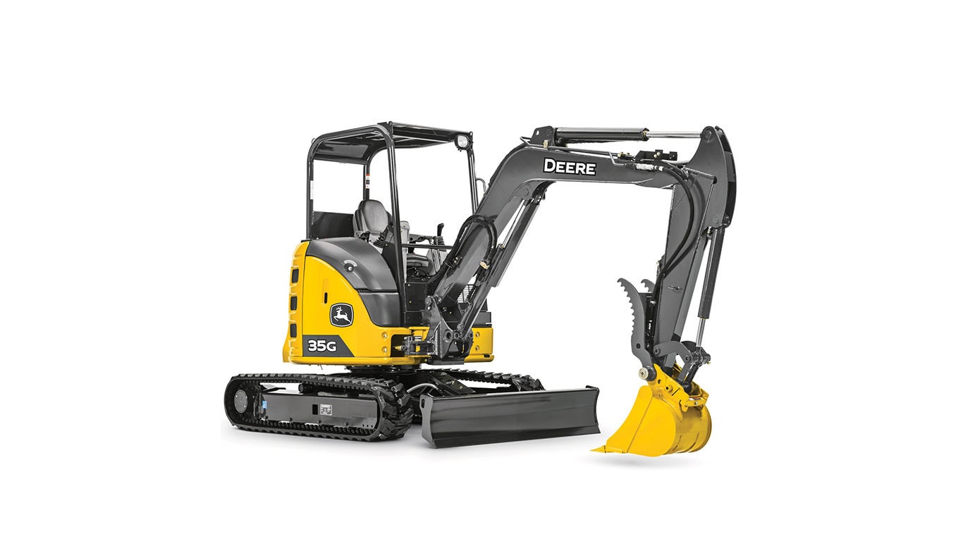 35G Compact Excavator with white background.