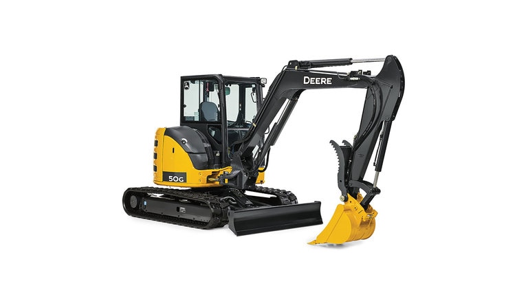 50G Compact Excavator with white background.
