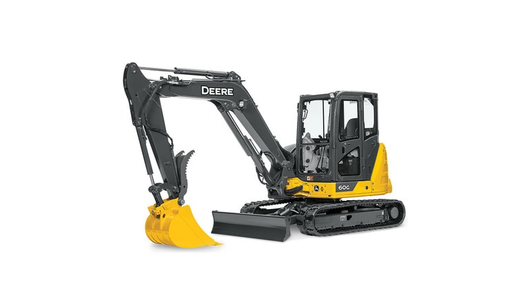 60G Compact Excavator with white background.