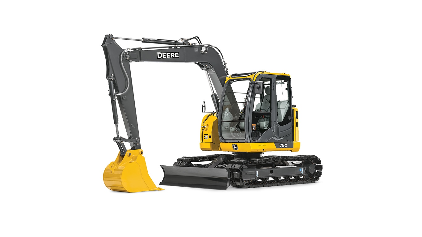 75G excavator on white background