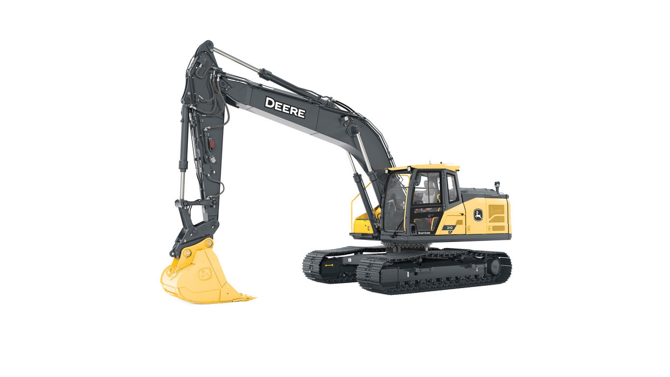 210 P-Tier Deere-designed Excavator on white background