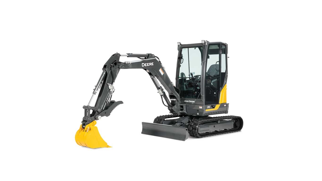 26 P-Tier Mini Excavator on white background