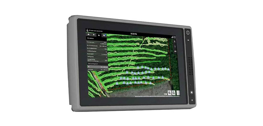 TimbermaticMaps program open on a tablet device with white background