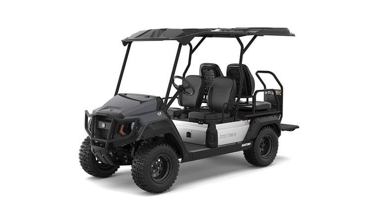 A gray Gator with four seats facing front-left on a white background.
