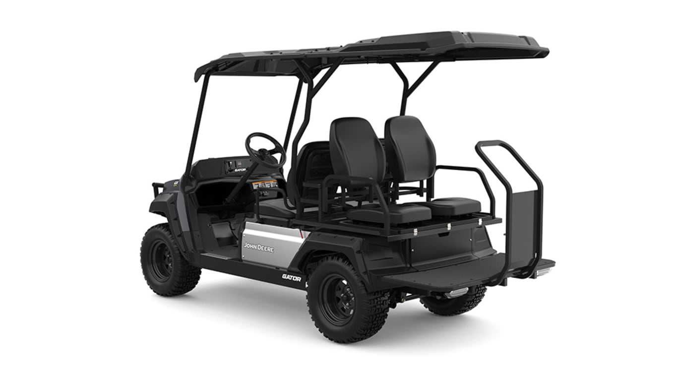 A gray Gator with four seats facing rear-left on a white background.