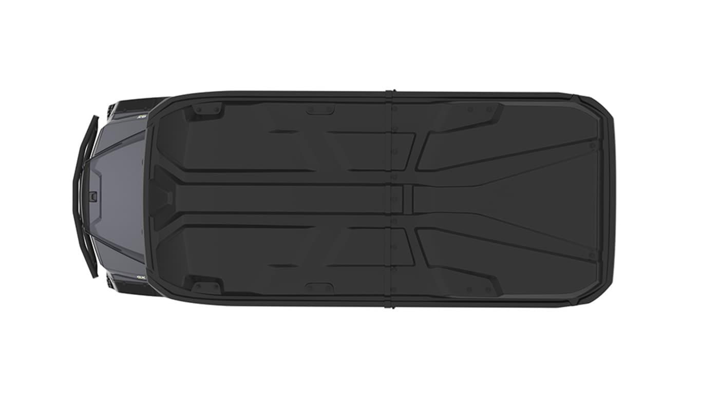 A gray Gator with four seats facing top-down on a white background.