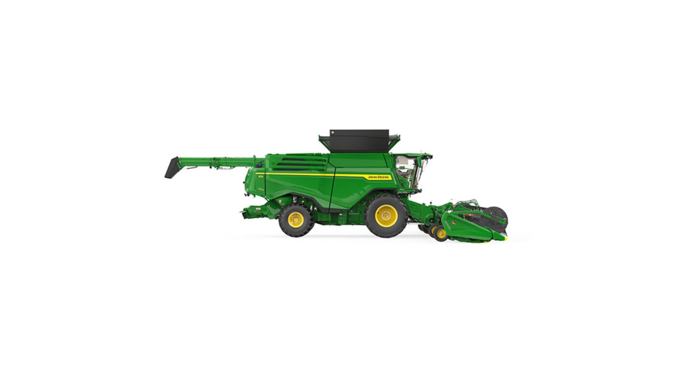 Left side view of x9 1000 combine on a white background