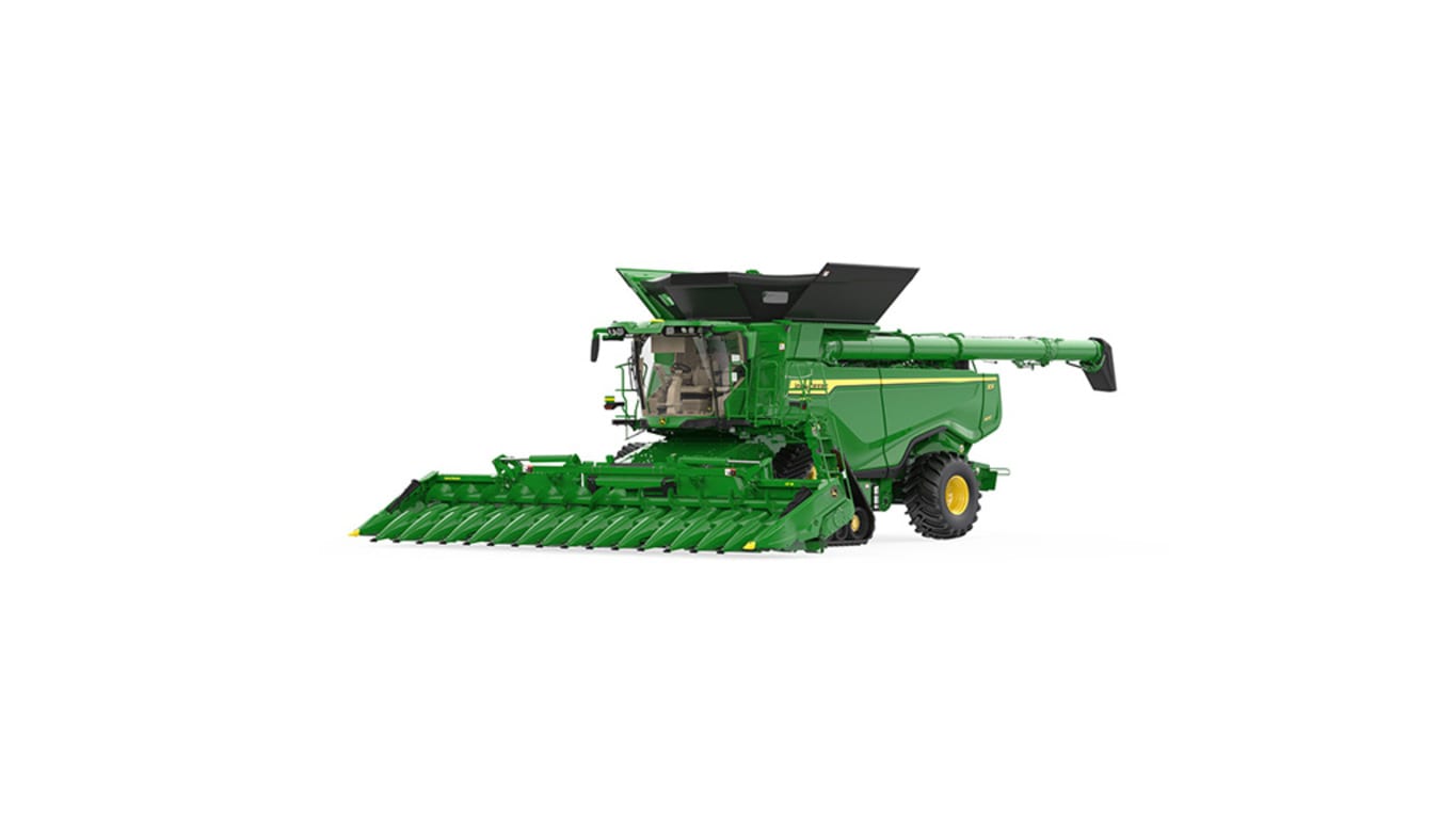 Front right-side view of x9 1100 combine on a white background
