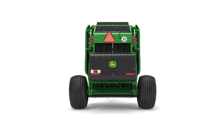 Rear facing 461M Round Baler on a white background