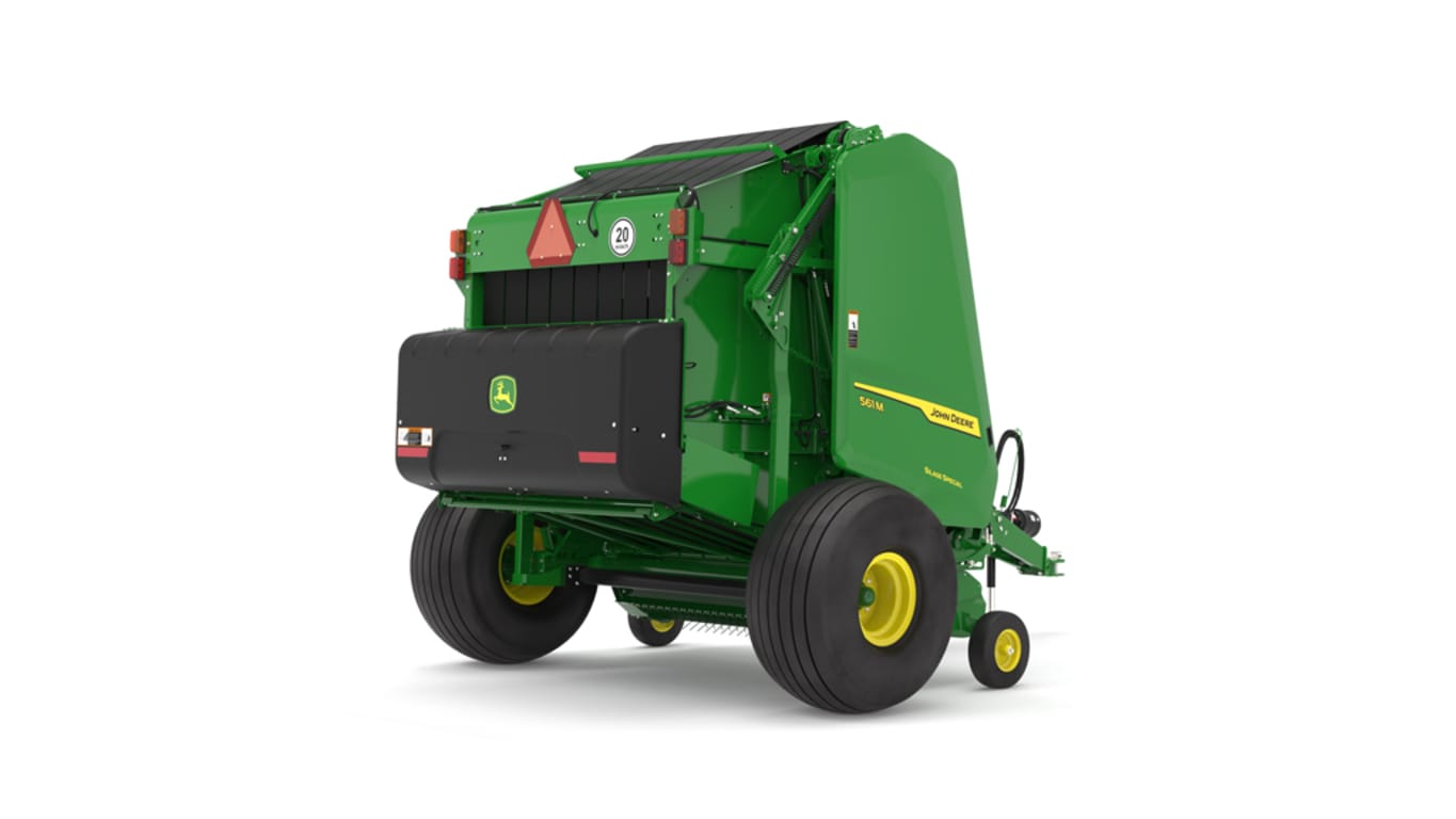 Rear right facing 561M Round Baler on a white background