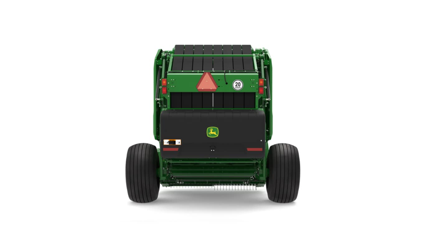 Rear facing 561R Round Baler on a white background