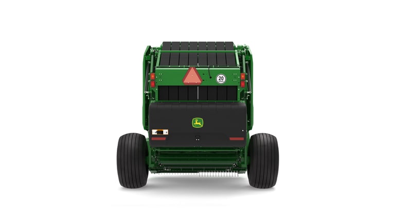 Rear facing 561R Round Baler on a white background