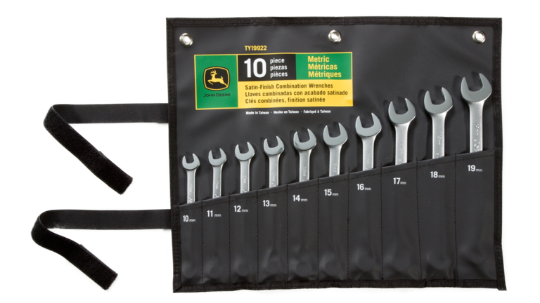 combination wrench set in black roll up case