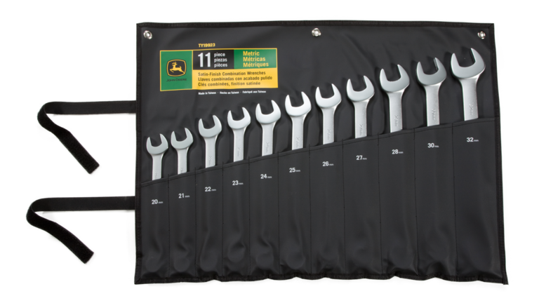 combination wrench set in black roll up case