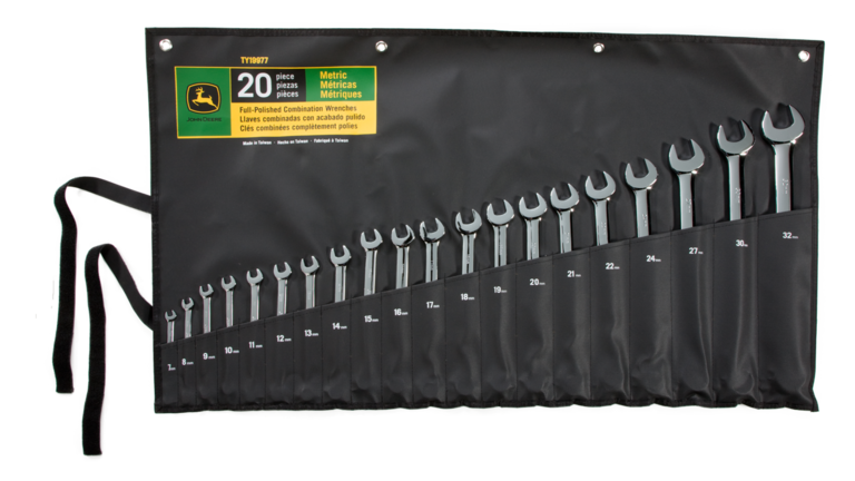 combination wrench set in black roll up case