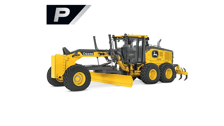 772 P-Tier motor grader on white background.