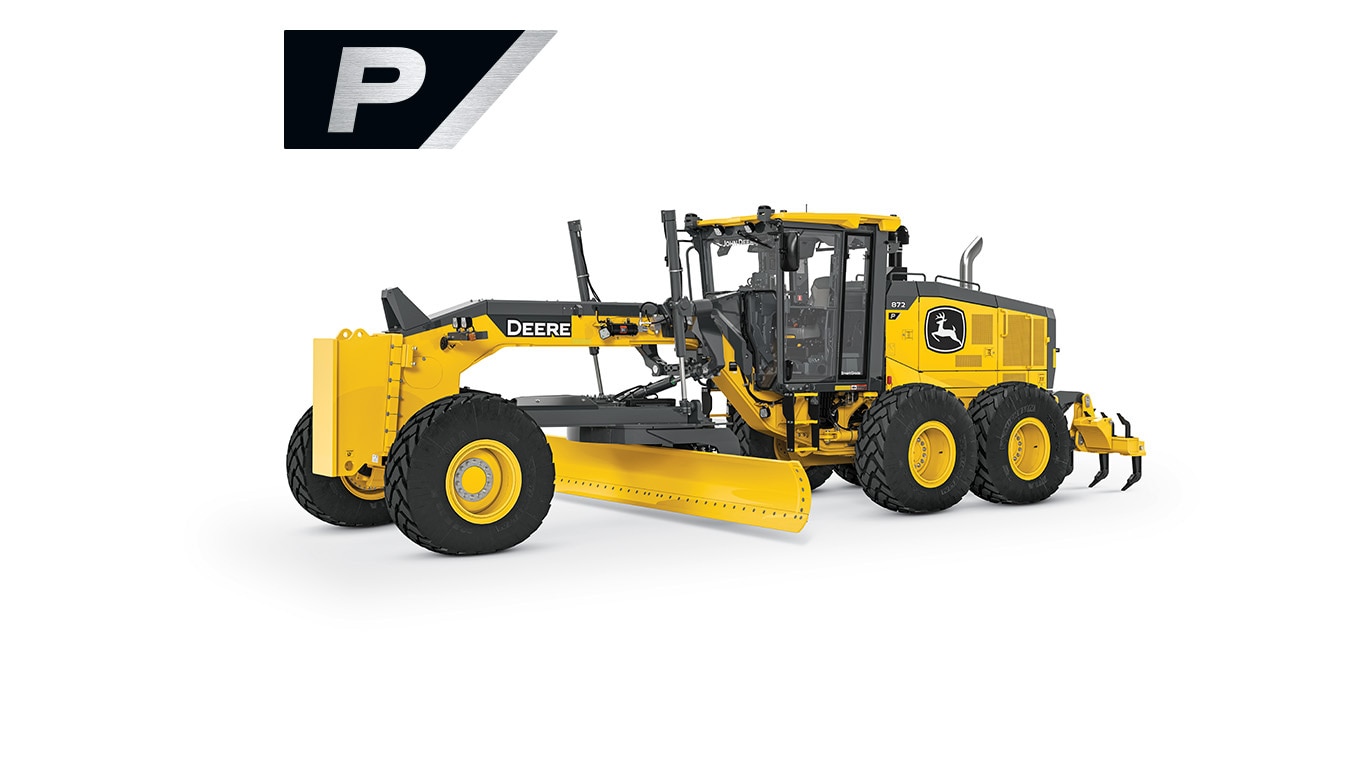 872 P-Tier motor grader on white background.