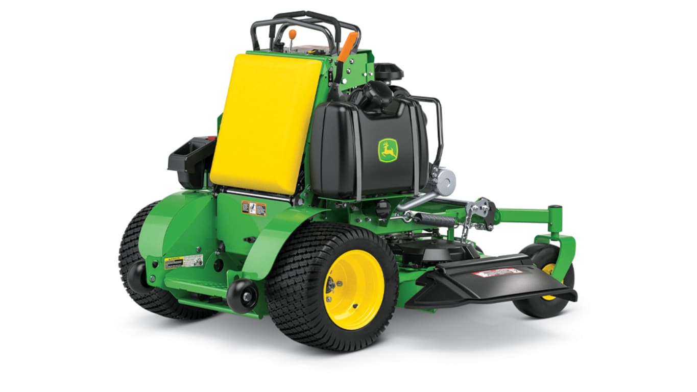 Right rear studio view of the Q820E QuikTrak Stand-on mower