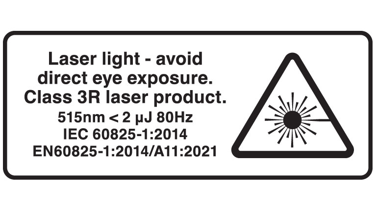 a graphic depicting a warning to avoid direct eye exposure to the laser light