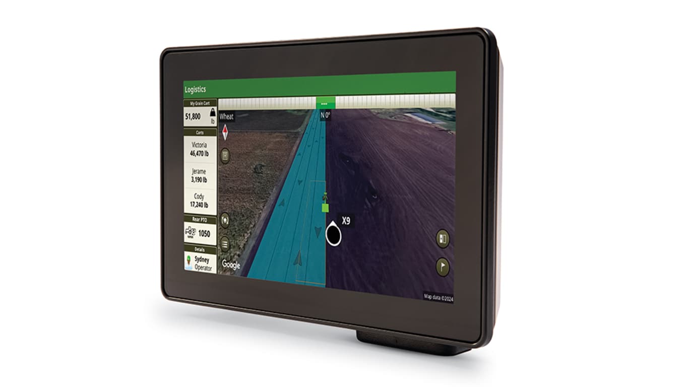 Field map and guidance shown on ag touchscreen