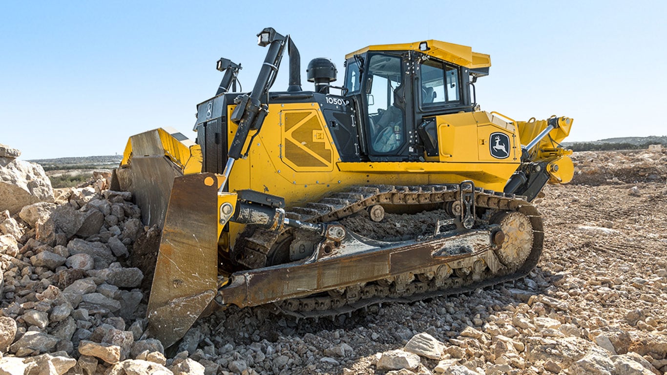 1050 Large Dozer pushing rocks 