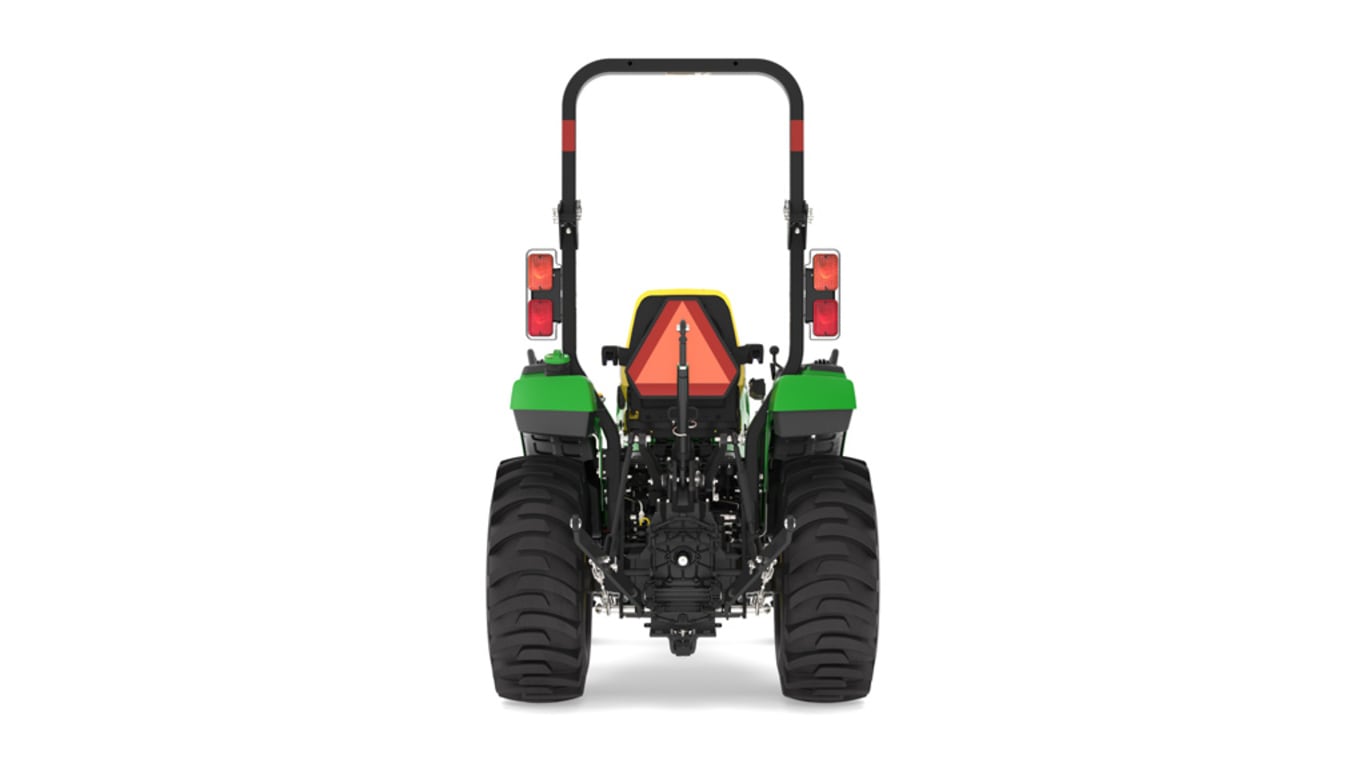 Rear view of a 2032R Compact Tractor on a white background