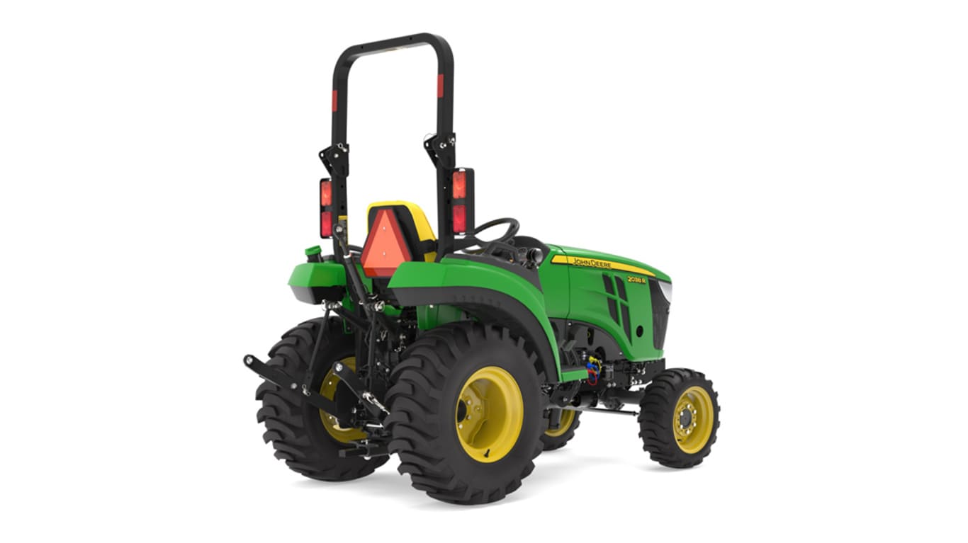 Rear-right facing 2038R Compact Tractor on a white background