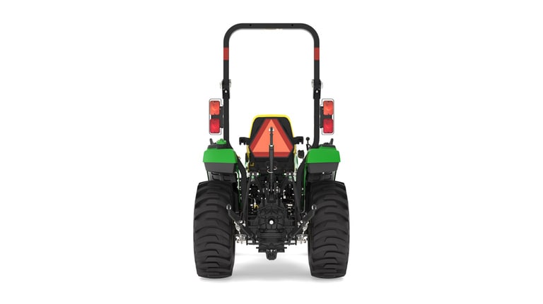 Rear view of a 2038R Compact Tractor on a white background