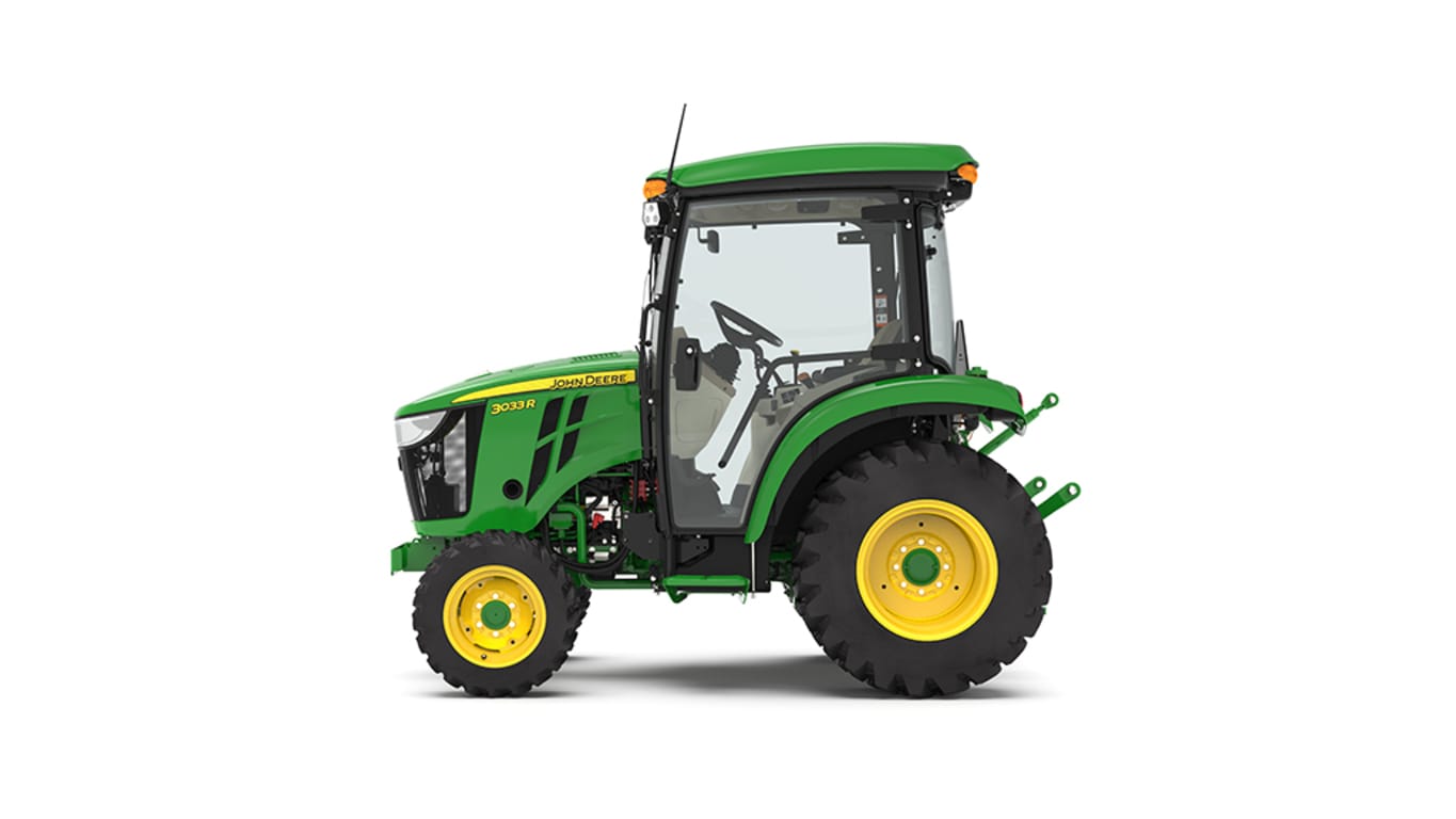 Left facing 3033R Compact Tractor on a white background